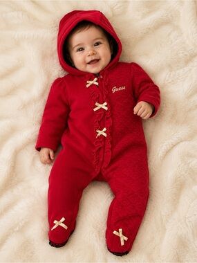 Guess baby girl hooded one piece outfit 3-6